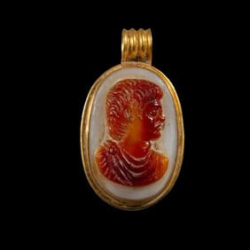 Roman Style High Karat Gold Pendant With Large Cameo.