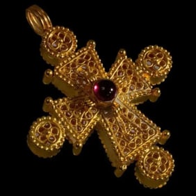 Byzantine Style High Karat Gold Cross.