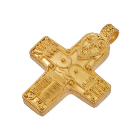 Viking Style Gold cross With Christ.