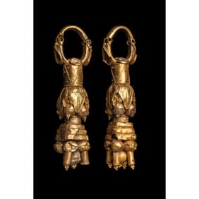 Ancient Parthian Large Gold Earrings Ca. 2nd century B.C. - 2nd century A.D.