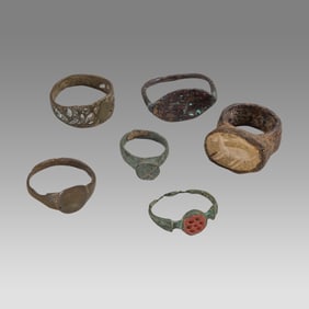 Lot of 6 Ancient Roman Bronze Rings c.1st-4th century AD.