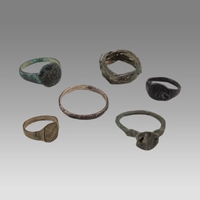 Lot of 6 Ancient Roman Bronze Rings c.1st-4th century AD.