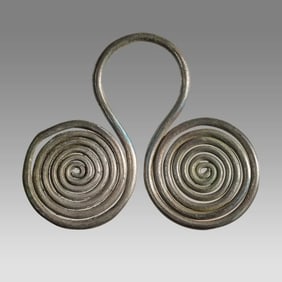 Ancient Celtic Rare Silver Spirals, Specticles Pendant c.700-1000 BC.