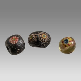 Ancient Roman Rare Mosaic Multicolor Eye Beads c.1st-3rd century AD.(3)