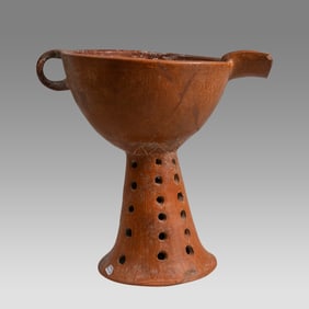 Ancient Anatolia, Bronze Age, Red Pottery Spout Libation Vessel ca. 2700-2300 BC.