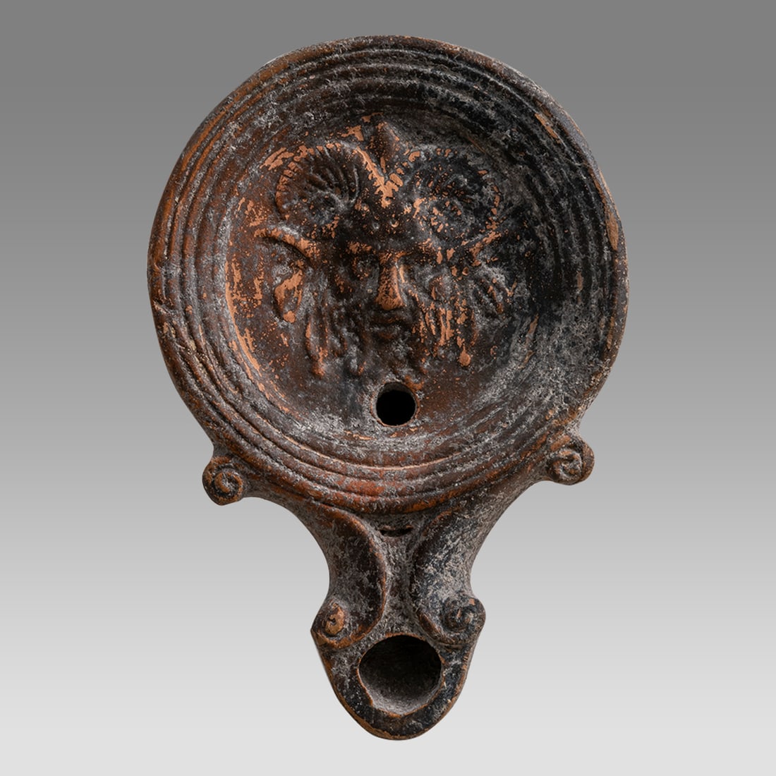 Ancient Roman Terracotta Oil Lamp with Satyr c.1st century AD. (1 of 3)