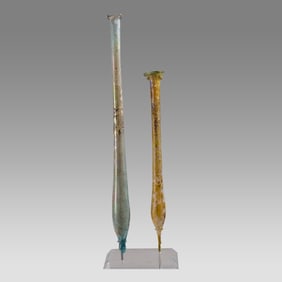 Lot of 2 Ancient Roman Glass Vials c.1st-2nd century AD.