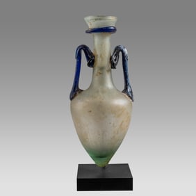 Ancient Roman Two Tone Glass Handled Amphoriskos c.1st-2nd century AD.
