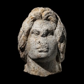 Ancient Hellenistic Large Marble Head Of alexander Circa 2nd Century BC.