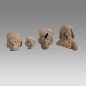 Ancient Pre Columbian Tumaco Heads c.500-100 BC.(4)