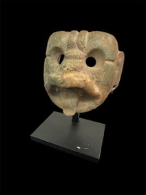 Pre Columbian, Olmec Style stone Jaguar Mask.