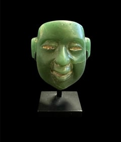 Pre Columbian, Olmec Style Jade stone Mask.