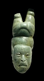 Pre Columbian, Olmec Style stone Crawling Figure with Mask.