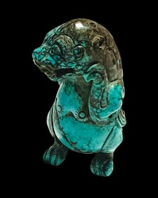 Chinese, Turquoise carving Hippo.