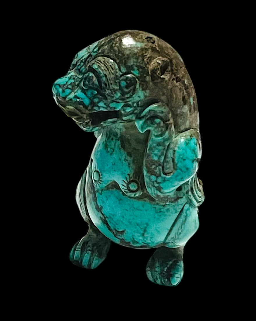 Chinese, Turquoise carving Hippo. (1 of 4)
