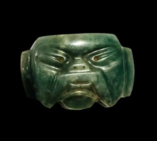 Pre Columbian, Jade Mask Amulet.