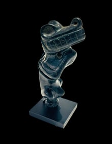 Pre Columbian, Taino Style Black Stone Crocodile.