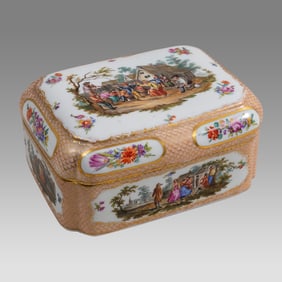 Antique German, Meissen? Porcelain Box.