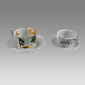 Lot of 2, 19th century German, Meissen Porcelain Cup and Saucer.