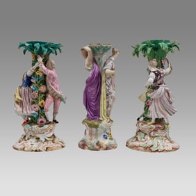 Lot of 3, 19th century German, Meissen Porcelain Figures.