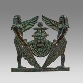 Etruscan Style Bronze Applique Depicting the Sun god Usil.