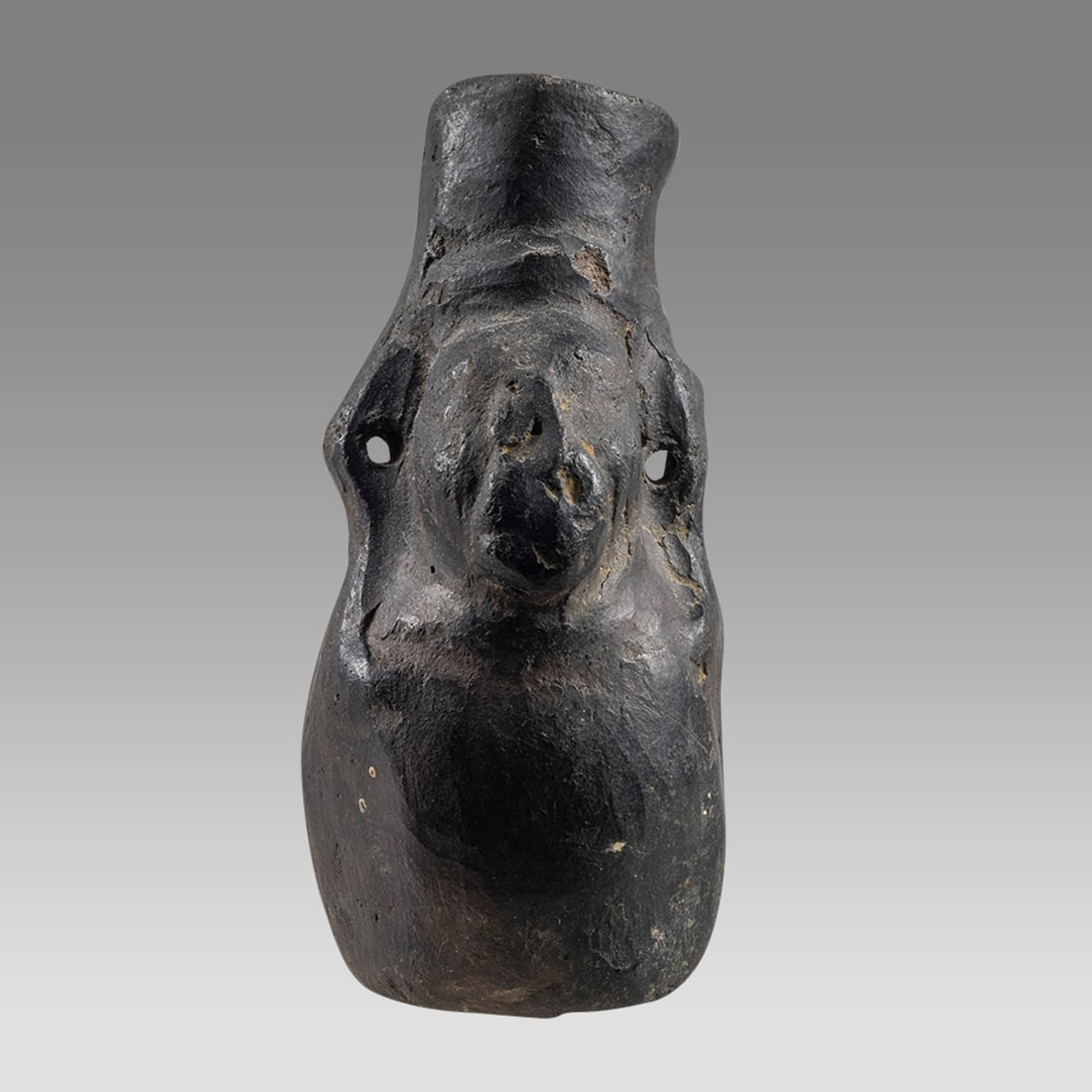 Ancient Pre Columbian, Blackware Pottery Figural Vessel c.1200-1500 AD. (1 of 3)