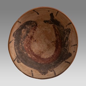 Ancient Pre Columbian, Narino Pottery Bowl With Fish c.1000-1500 AD.