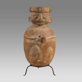 Ancient Pre Columbian Chancay Large Bulbous Figural Vessel Ca. 800-1200 A.D.
