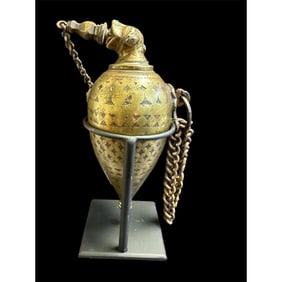 18th century Indian, Mughal Bronze Gun Powder Flask.