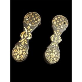 19th century Anglo Indian, Wood Slippers With Bone inlay.