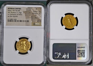 Nero. AD 54-68. Gold Aureus (18mm, 7.14 g, 6h). Rome mint. Struck circa AD 64-65.