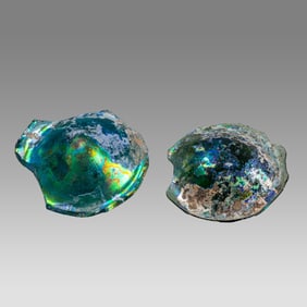Lot of 2 Ancient Roman Glass Fragments c.2nd-4th century AD.