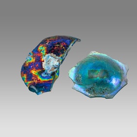 Lot of 2 Ancient Roman Glass Fragments c.2nd-4th century AD.