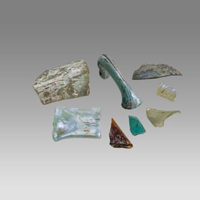 Lot of 8 Ancient Roman Glass Fragments c.2nd-4th century AD.