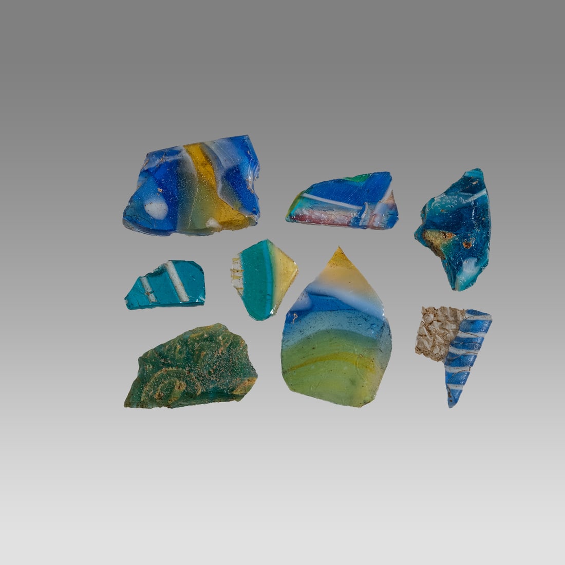 Lot of 8 Ancient Roman Mosaic Millefiori Glass Fragments c.1st-2nd century AD. (1 of 1)