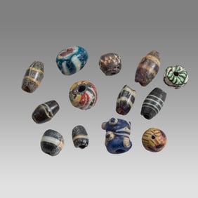 Lot of 13 Ancient Roman Mosaic Glass Beads c.1st-2nd century AD.