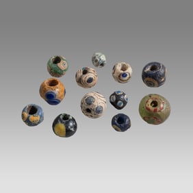 Lot of 12 Ancient Phoenician Eye Beads c.6th century BC.