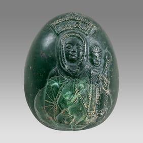Middle Eastern, Glass Egg with St. George. Ca. 17th Century.