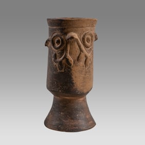 Toltec or Maya Pottery Cylinder Vessel Ca.800 A.D.