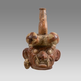 Moche Style Portrait Pottery Vessel,