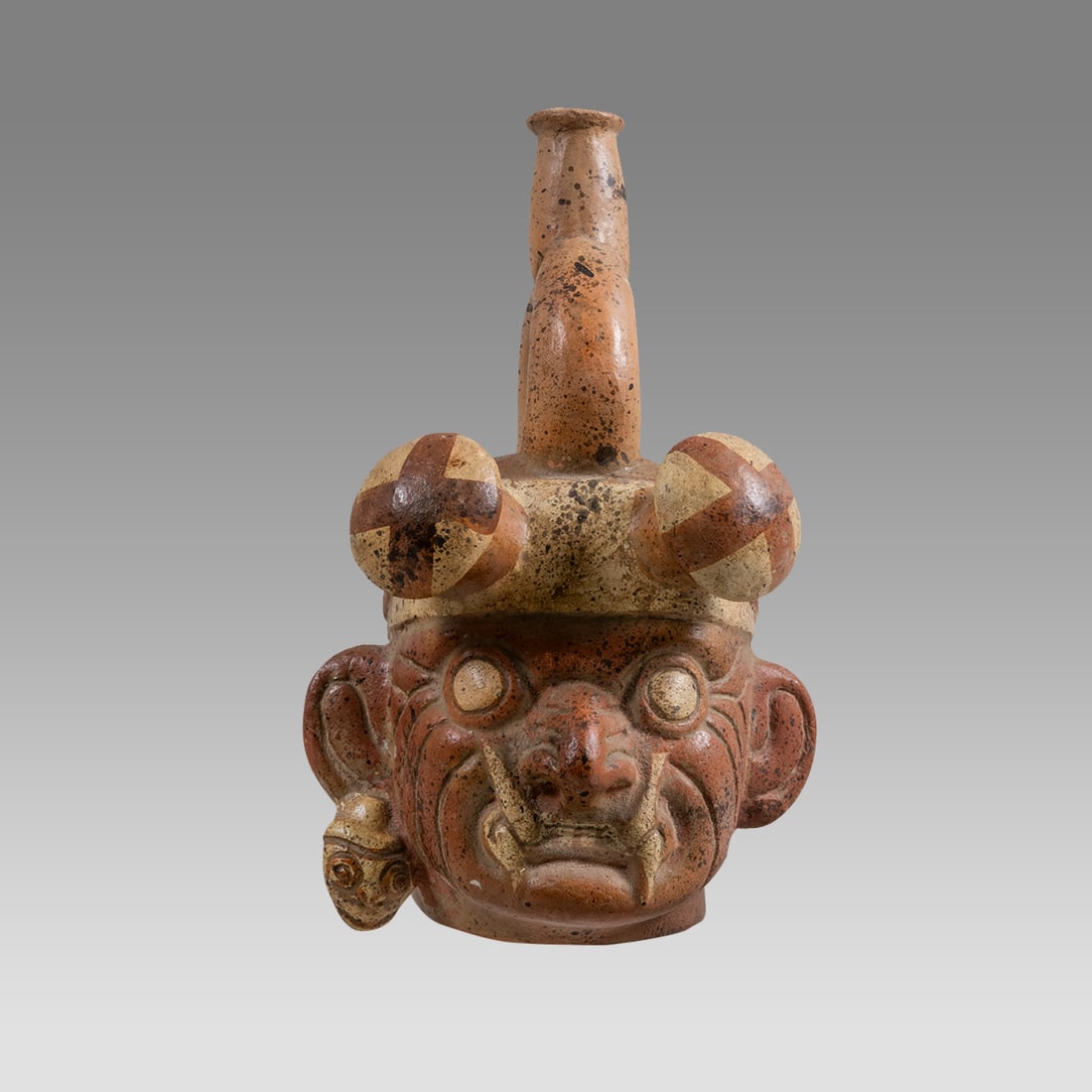 Moche Style Portrait Pottery Vessel, (1 of 4)