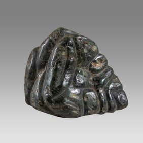 Maya Style Greenstone Head Carving.