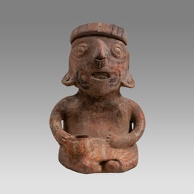 Ixlan Del Rio Seated Female with Bowl Ca. 100 B.C. - 250 A.D., Nayarit, Mexico.,