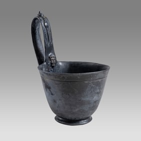 Ancient Etruscan Bucchero Ware Cup with High Handle Ca. 5th century B.C.