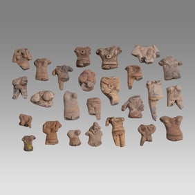 Lot of 25 Ancient Pre-Columbian Pottery Torsos.