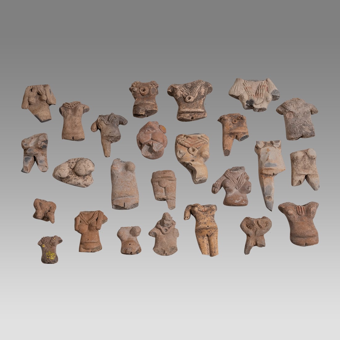 Lot of 25 Ancient Pre-Columbian Pottery Torsos. (1 of 3)