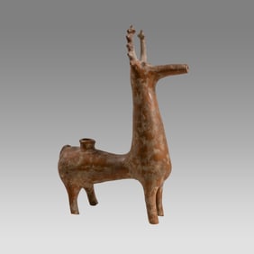 Amlash Sytle Large Pottery Stag Rhyton.