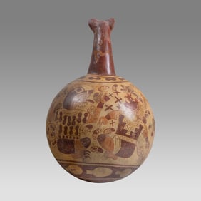 Moche Style, decorated Corn Popper.