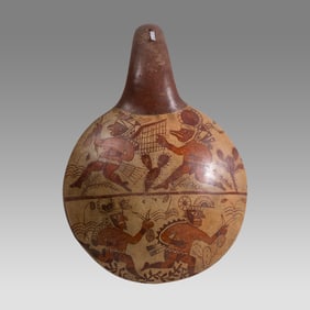 Moche Style, decorated Corn Popper.