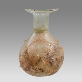 Ancient Roman Glass Sprinkler Bottle Ca. 2nd-4th century A.D. Damaged.